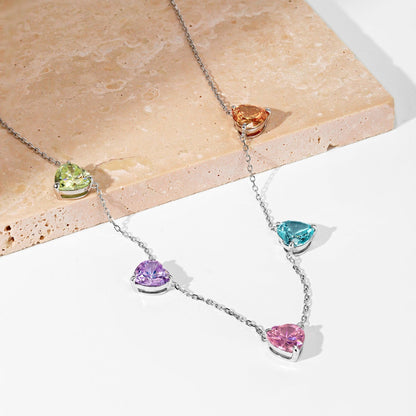 [Love's Uplift]Sparkling Colorful Heart Cut Necklace