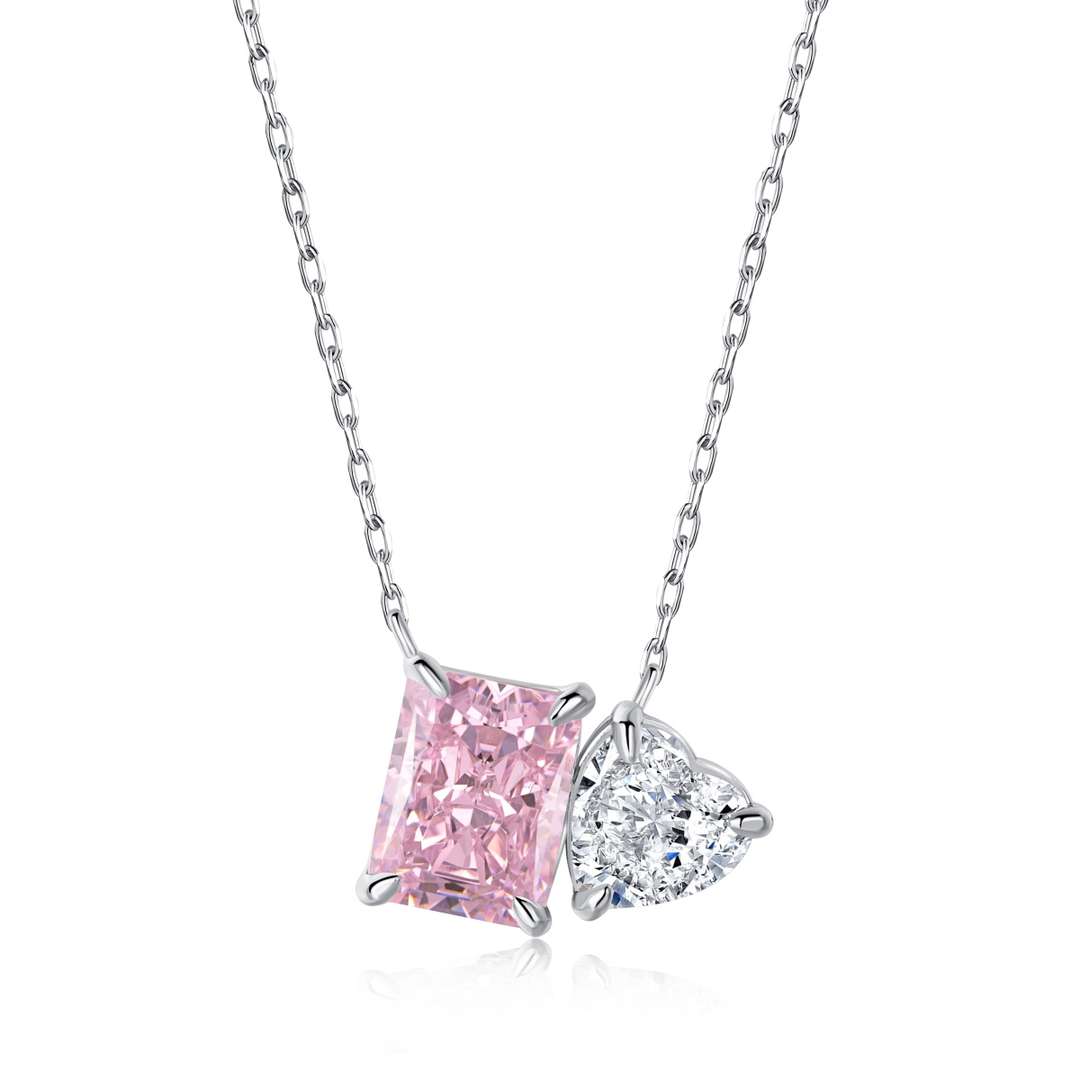 [Love's Uplift]Dazzling Square & Heart Shape Necklace