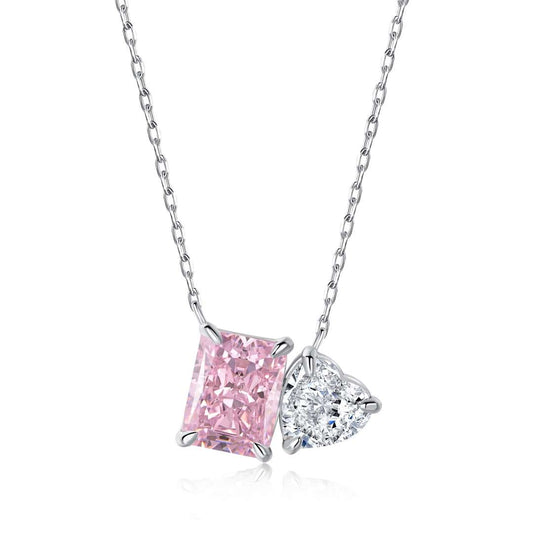 [Love's Uplift]Dazzling Square & Heart Shape Necklace
