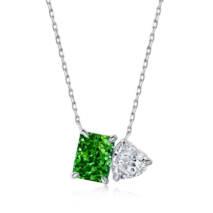 [Love's Uplift]Dazzling Square & Heart Shape Necklace