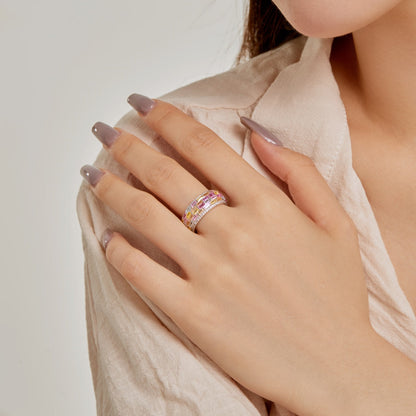 [Love's Uplift]Radiant Colorful Radiant Cut Daily Ring