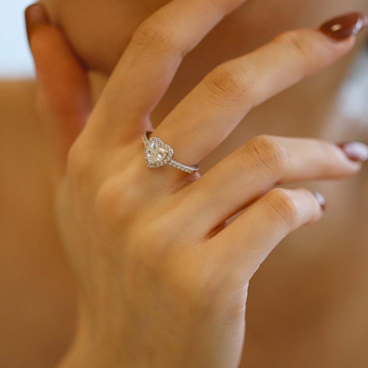 [Love's Uplift]Eternity Splashy Romantic Heart Shape Lover Ring