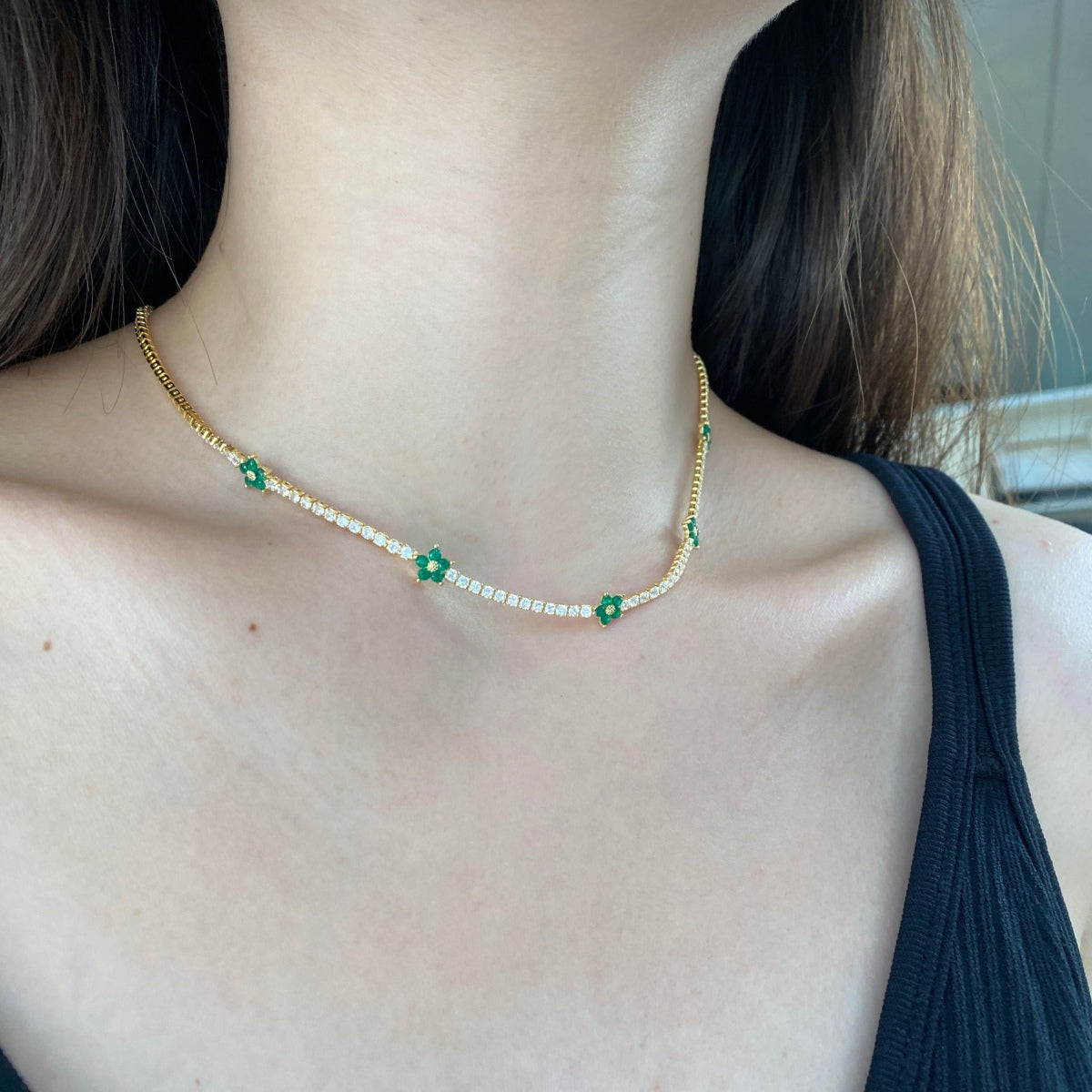 [Love's Uplift]Luxurious Colorful Flower Tennis Necklace