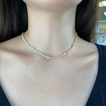 [Love's Uplift]Luxurious Colorful Flower Tennis Necklace