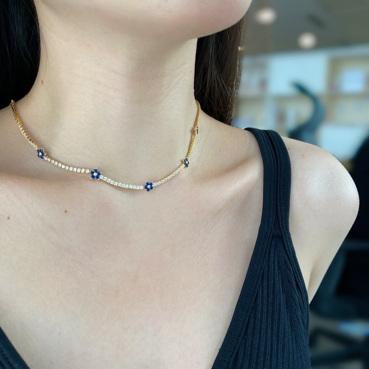 [Love's Uplift]Luxurious Colorful Flower Tennis Necklace