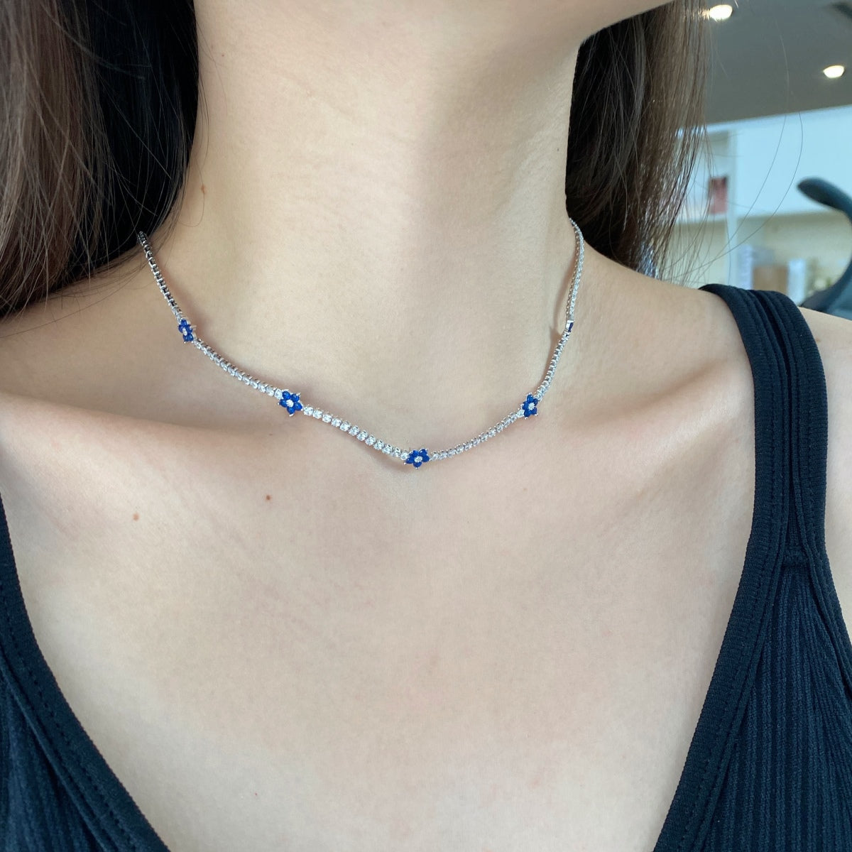 [Love's Uplift]Luxurious Colorful Flower Tennis Necklace