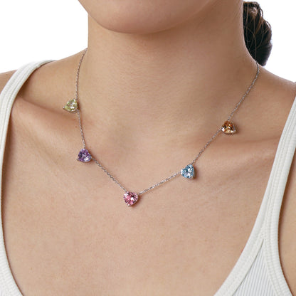 [Love's Uplift]Sparkling Colorful Heart Cut Necklace