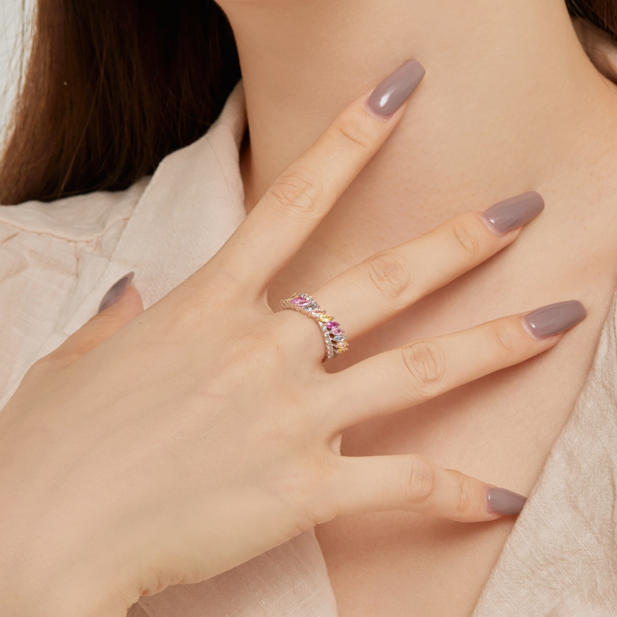 [Love's Uplift]Unique Colorful Marquise Cut Daily Ring