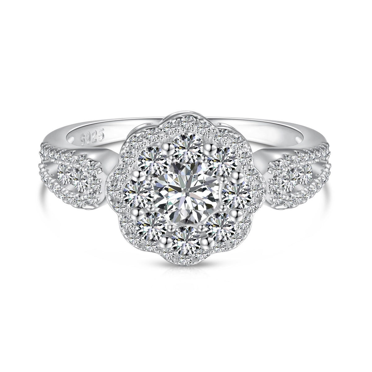 [Love's Uplift]Delicate Colorful Round Cut Flower Shape Wedding Ring