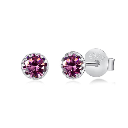 [Love's Uplift]Sparkling Colorful Round Shape Earrings