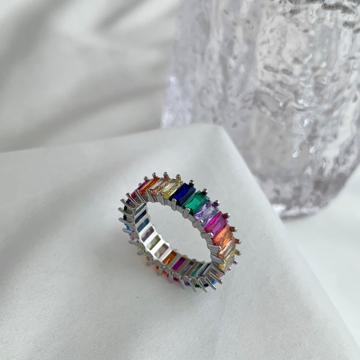 [Love's Uplift]Unique Colorful Radiant Cut RIng