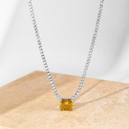[Love's Uplift]4.0 Carat Elegant Radiant Cut Necklace