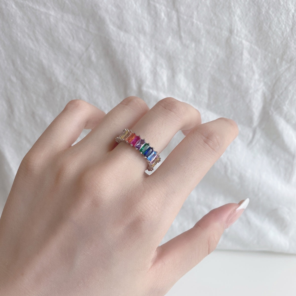 [Love's Uplift]Unique Colorful Radiant Cut RIng