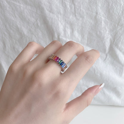 [Love's Uplift]Unique Colorful Radiant Cut RIng