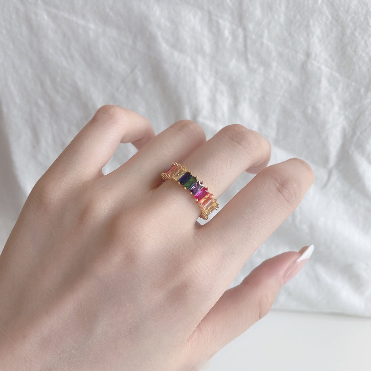 [Love's Uplift]Unique Colorful Radiant Cut RIng