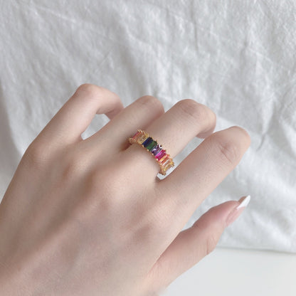 [Love's Uplift]Unique Colorful Radiant Cut RIng