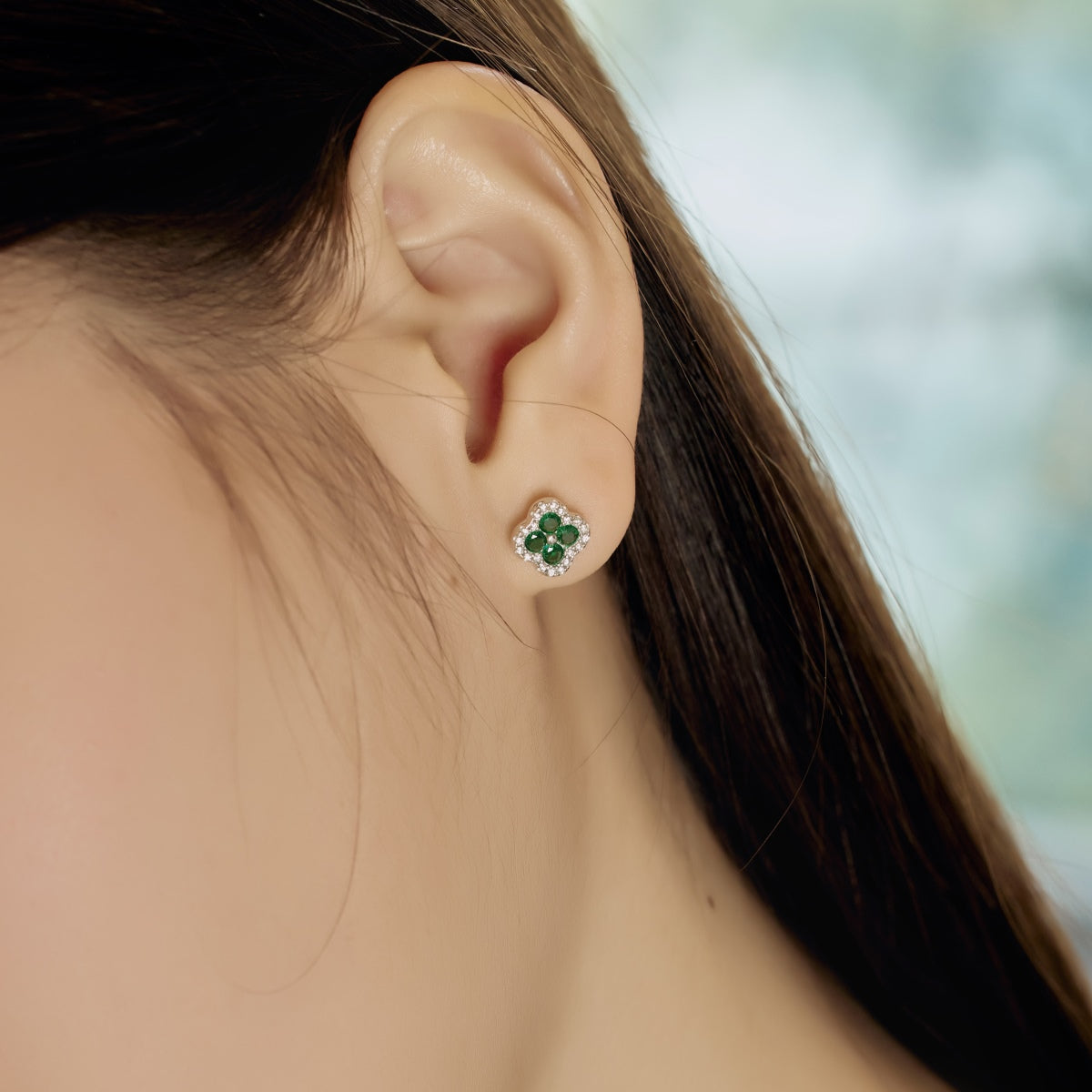 [Love's Uplift]Four-Leaf Clover Flower Shaped Earrings