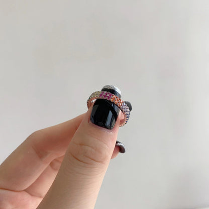 [Love's Uplift]Unique Colorful Round Cut Tennis Ring