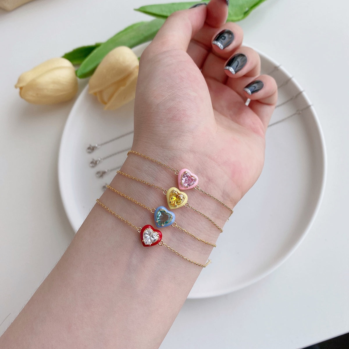 [Love's Uplift]Sparkling Romantic Heart Shape Lover Bracelet