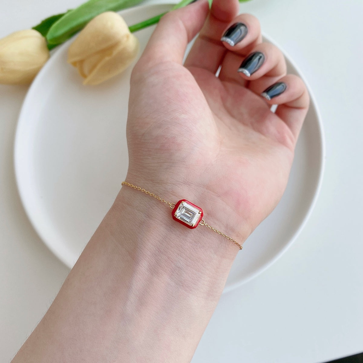 [Love's Uplift]2.0 Carat Sparkling Colorful Emerald Cut Daily Bracelet