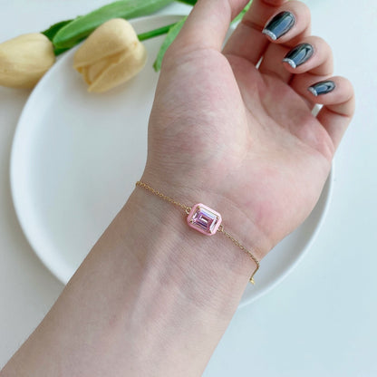 [Love's Uplift]2.0 Carat Sparkling Colorful Emerald Cut Daily Bracelet