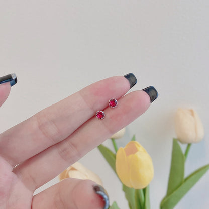 [Love's Uplift]Sparkling Colorful Round Shape Earrings