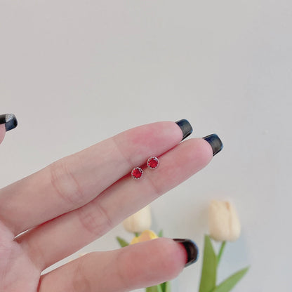 [Love's Uplift]Sparkling Colorful Round Shape Earrings