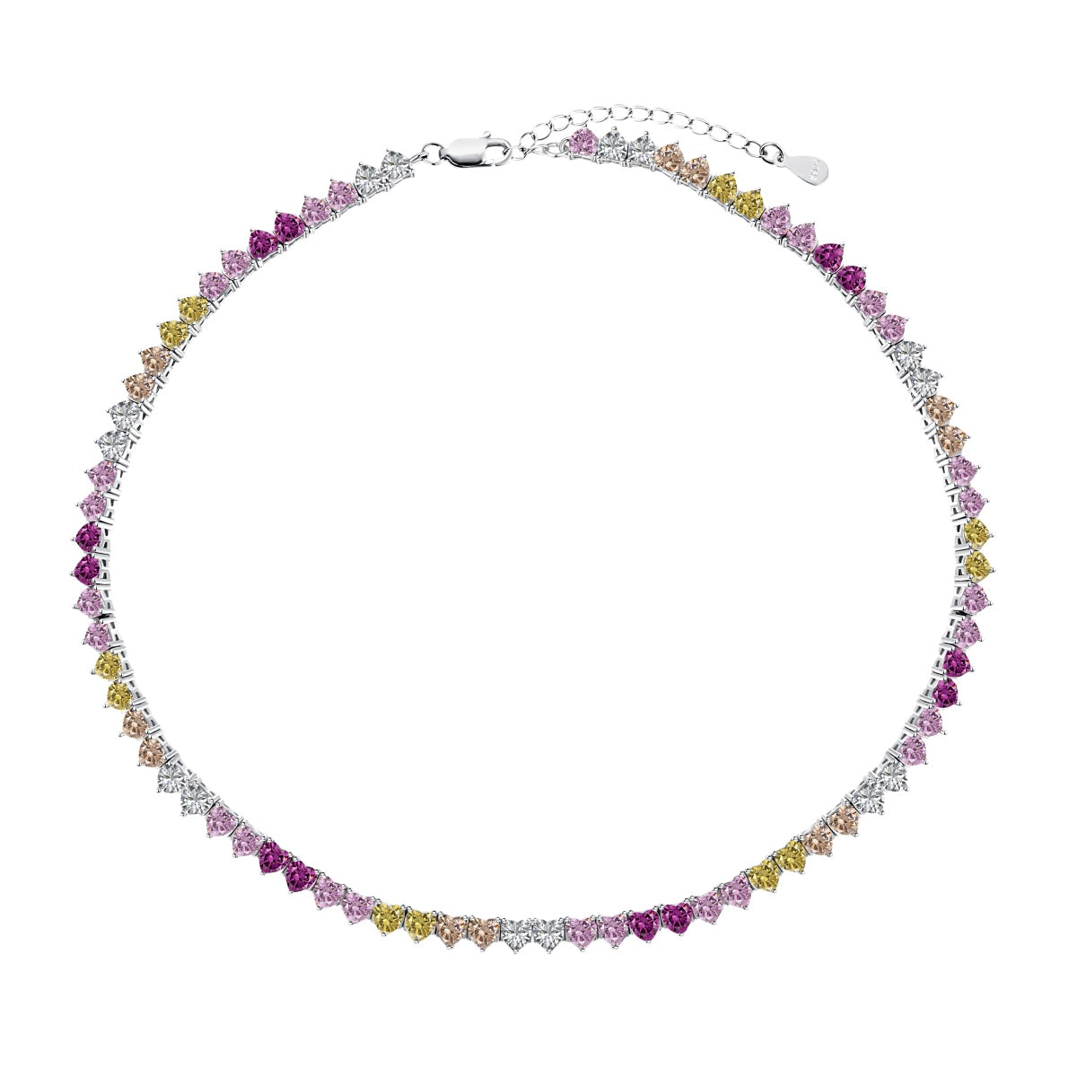 [Love's Uplift]Sparkling Colorful Full Heart Tennis Necklace
