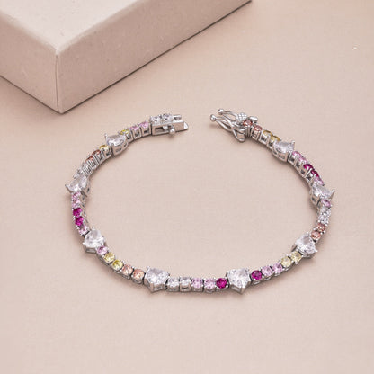 [Love's Uplift]Romantic Heart Shape Round Cut Lover Bracelet