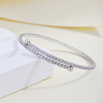 [Love's Uplift]Row of Diamonds Round Fashion Bracelet