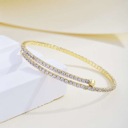 [Love's Uplift]Row of Diamonds Round Fashion Bracelet