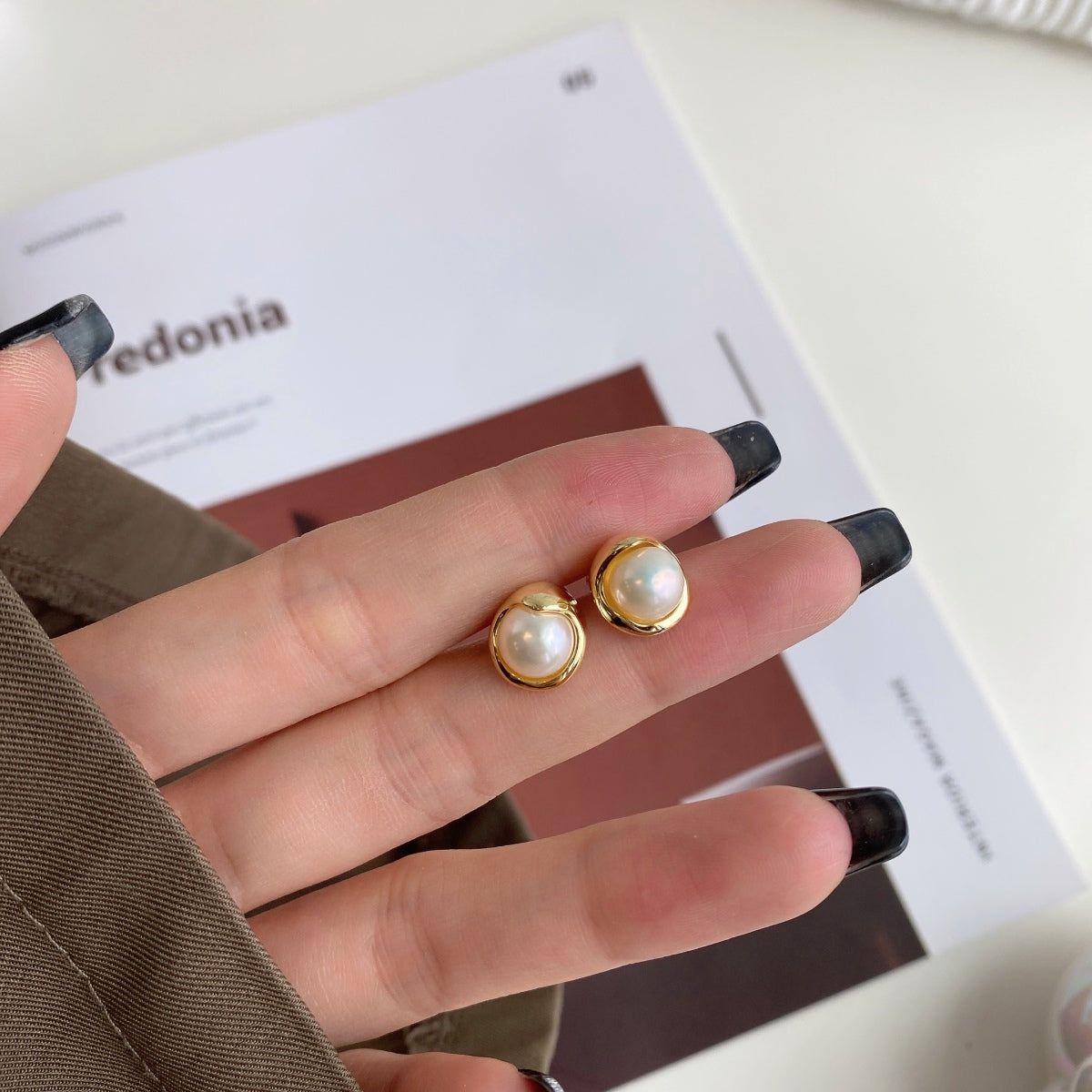 [Love's Uplift]Dainty Bread Pearl Earrings