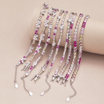 [Love's Uplift]Sparkling Colorful Full Heart Tennis Necklace