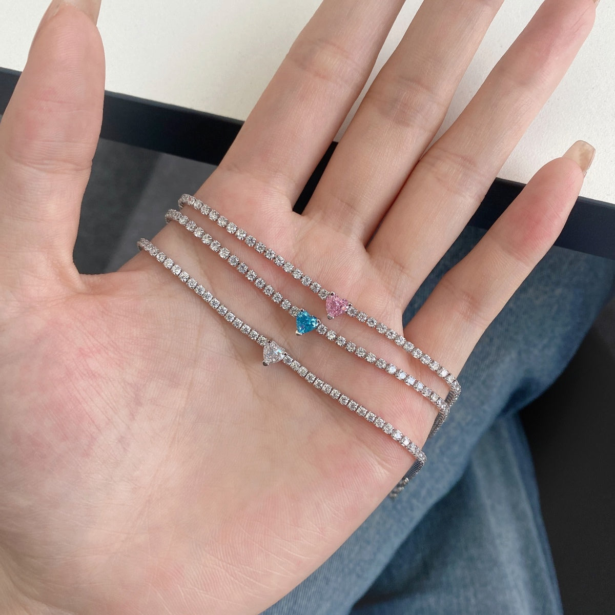 [Love's Uplift]0.5 Carat Elegant Romantic Heart Shape Lover Bracelet