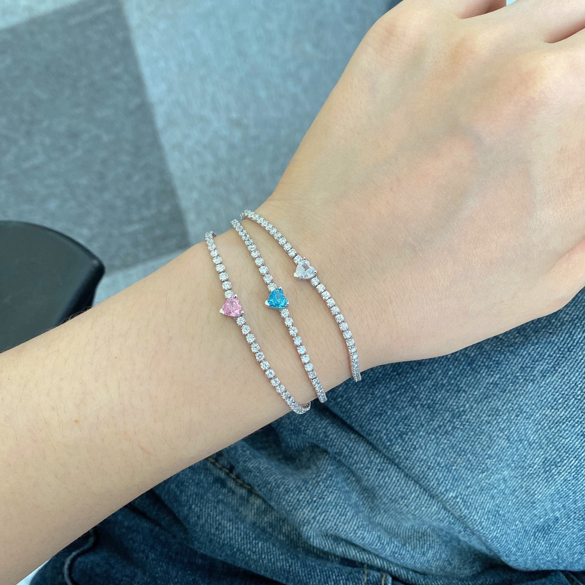 [Love's Uplift]0.5 Carat Elegant Romantic Heart Shape Lover Bracelet