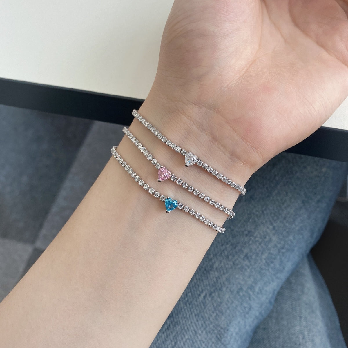 [Love's Uplift]0.5 Carat Elegant Romantic Heart Shape Lover Bracelet