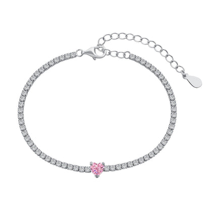 [Love's Uplift]0.5 Carat Elegant Romantic Heart Shape Lover Bracelet