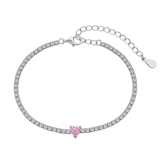 [Love's Uplift]0.5 Carat Elegant Romantic Heart Shape Lover Bracelet