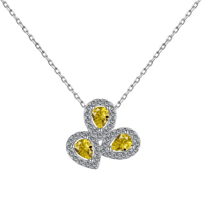 [Love's Uplift]Elegant Flower Shape Pear Cut Necklace