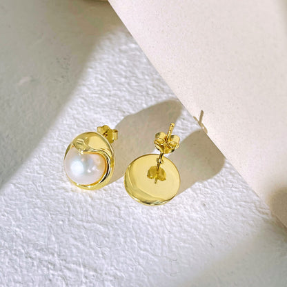 [Love's Uplift]Dainty Bread Pearl Earrings