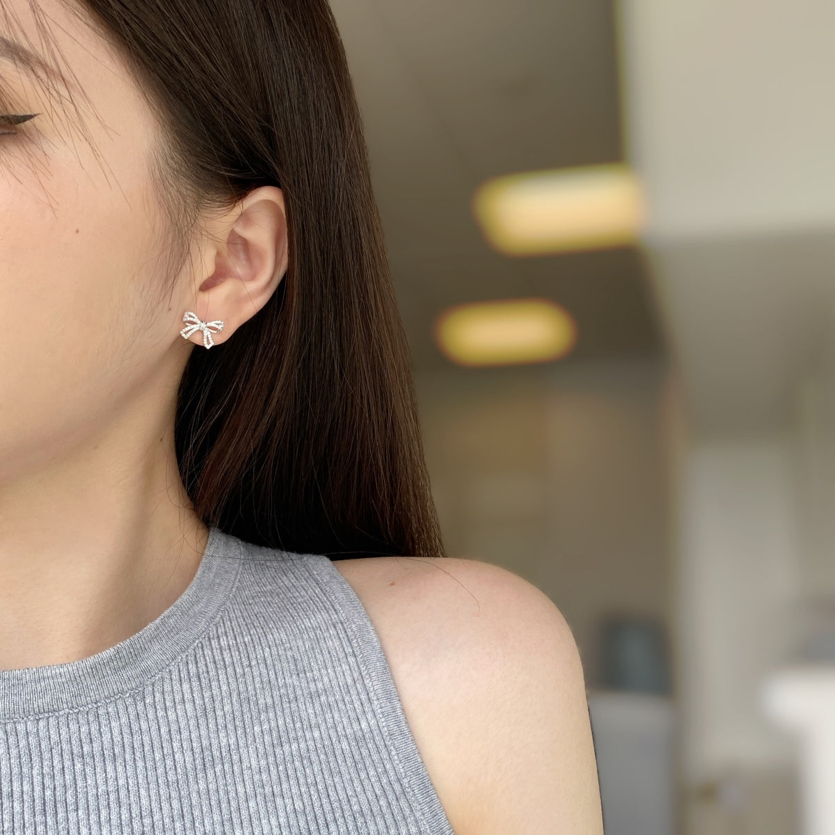 [Love's Uplift]Dainty Bow Shape Earrings