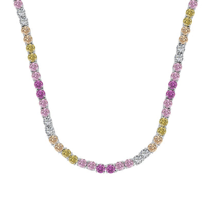 [Love's Uplift]Delicate Colorful Tennis Necklace