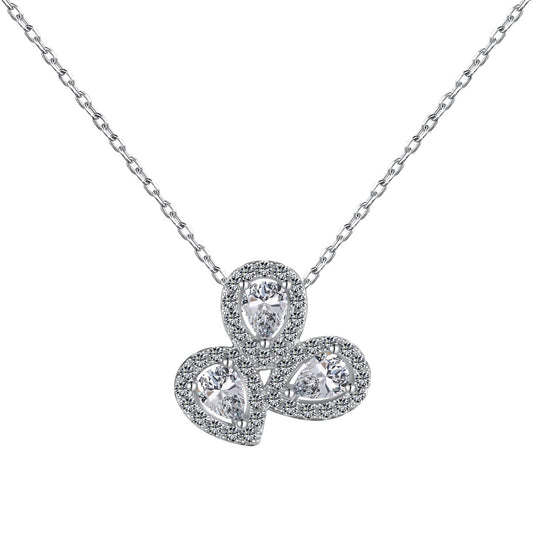 [Love's Uplift]Elegant Flower Shape Pear Cut Necklace