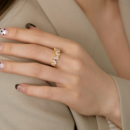 [Love's Uplift]Delicate Multi Cut Ring