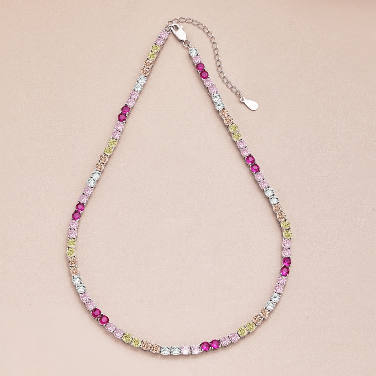 [Love's Uplift]Delicate Colorful Tennis Necklace
