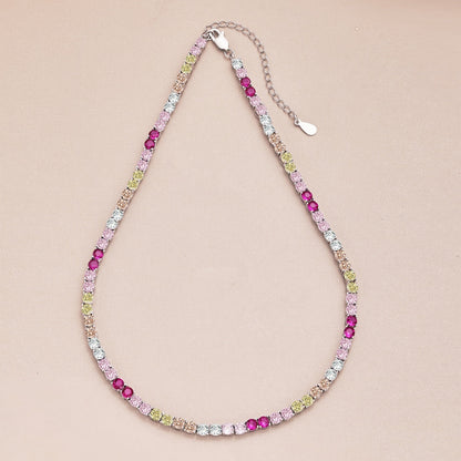 [Love's Uplift]Delicate Colorful Tennis Necklace