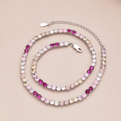 [Love's Uplift]Delicate Colorful Tennis Necklace
