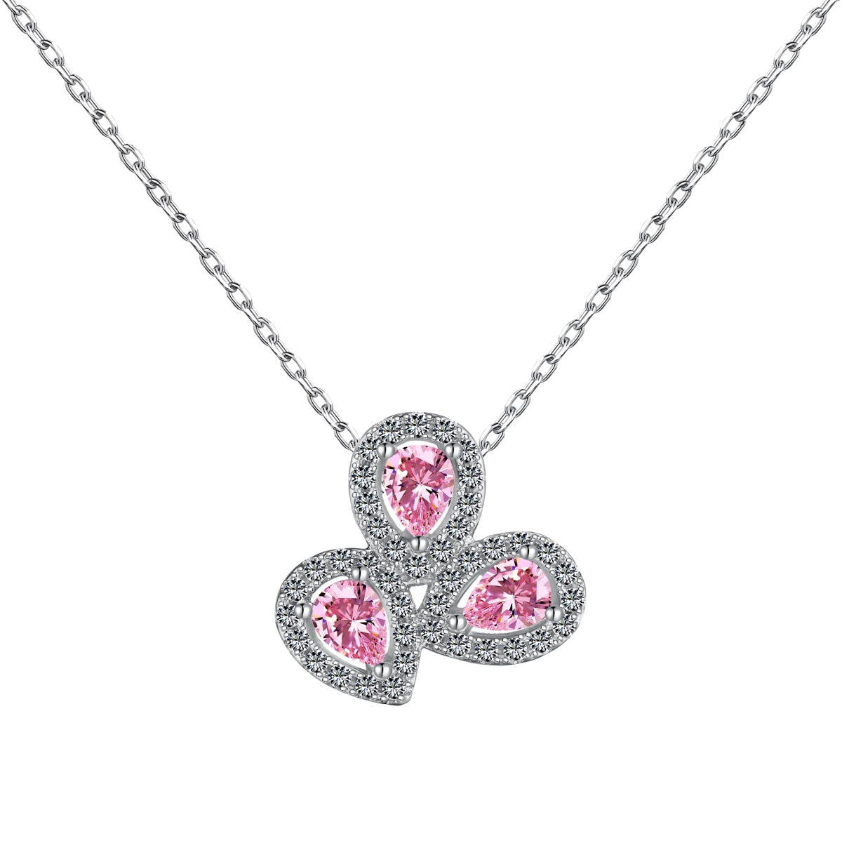 [Love's Uplift]Elegant Flower Shape Pear Cut Necklace
