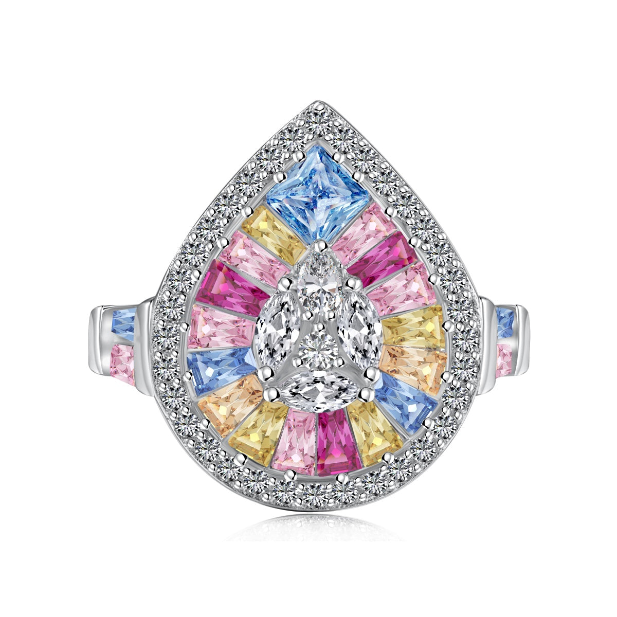 [Love's Uplift]Elegant Colorful Water Drop Shape Banquet Ring