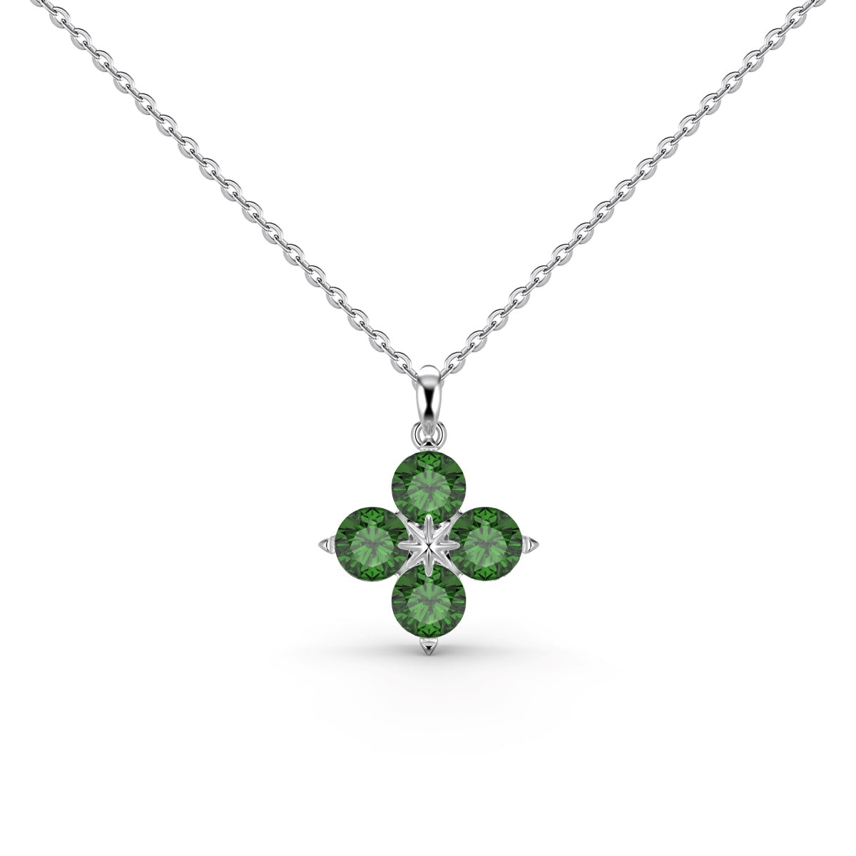 [Love's Uplift]Four-Leaf Clover And Eight-Pointed Star Necklace